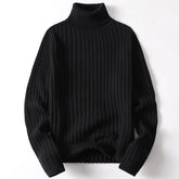 Black ribbed turtleneck sweater from Home Turtleneck Sweater for Men and Women in solid and striped styles for autumn and winter fashion